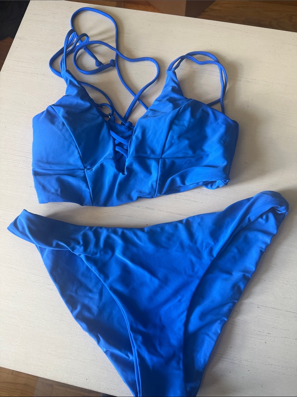 Cupshe Electric Blue Lace-Up Bikini Set